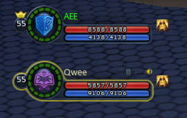 Voice indicators next to HP/MP bars
